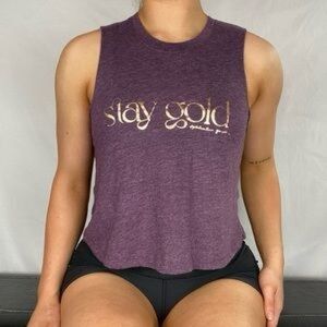 Spiritual NWT Gangster Purple Tank with Stay Gold Letters Print Size Medium
